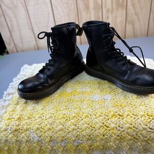 Dr Martens Black Leather Zip Lace Up Combat Boots women's Size US ladies 7 men 6